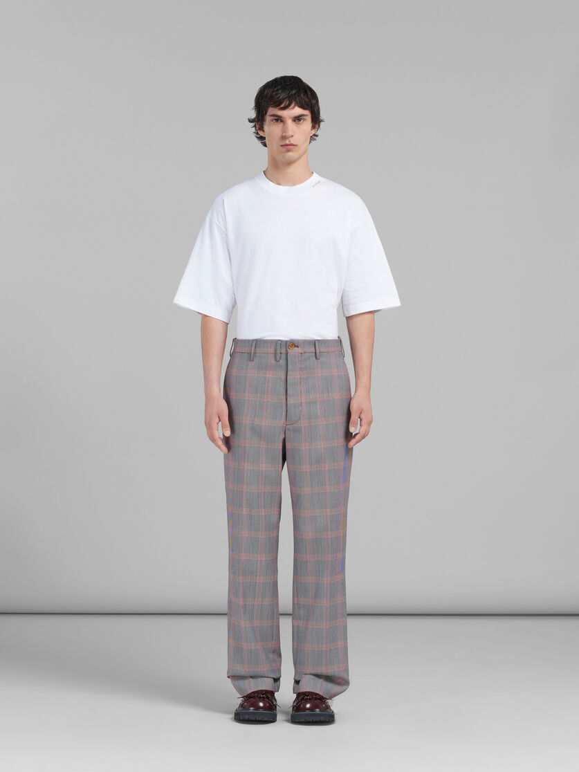 Pantaloni chino in lana tecnica con motivo check arancione - Pantaloni - Image 2