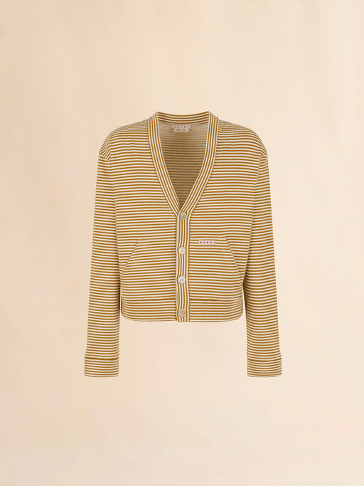 Yellow and white striped cardigan sweatshirt - Sweaters