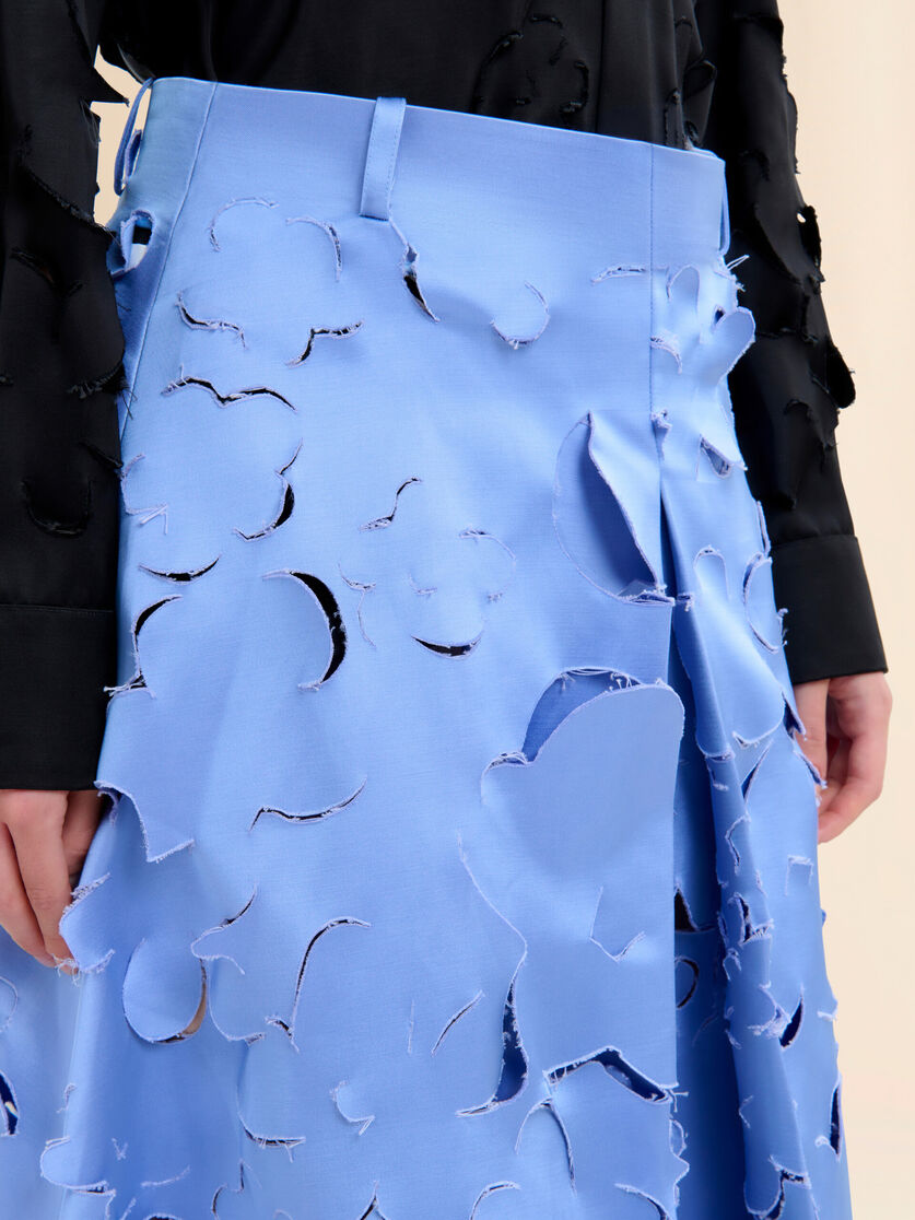 Indigo duchess silk flared skirt with cut-out details - Skirts - Image 4