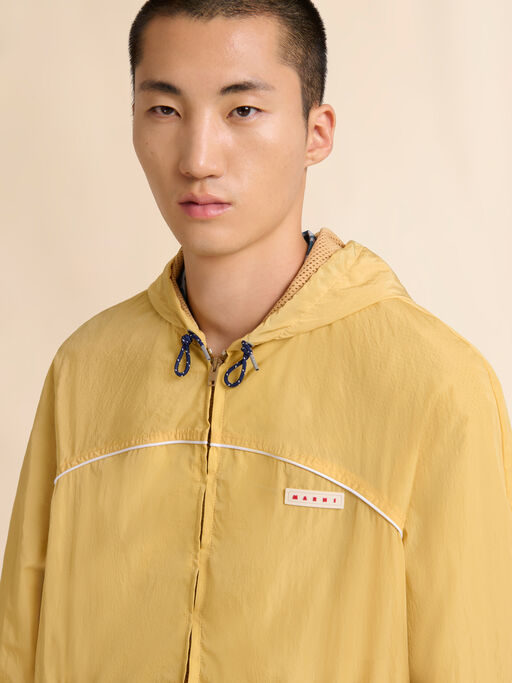 イエロー ガミーMarniパッチ付き シワ加工ナイロンジャケット - ジャケット