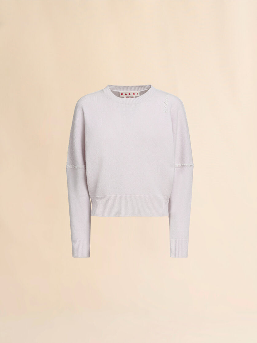 Light pink wool and cashmere crew neck jumper with Marni Symbol - Pullovers - Image 1