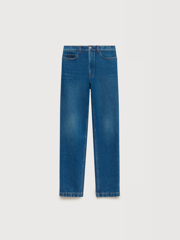 Blue denim straight-leg jeans - Pants