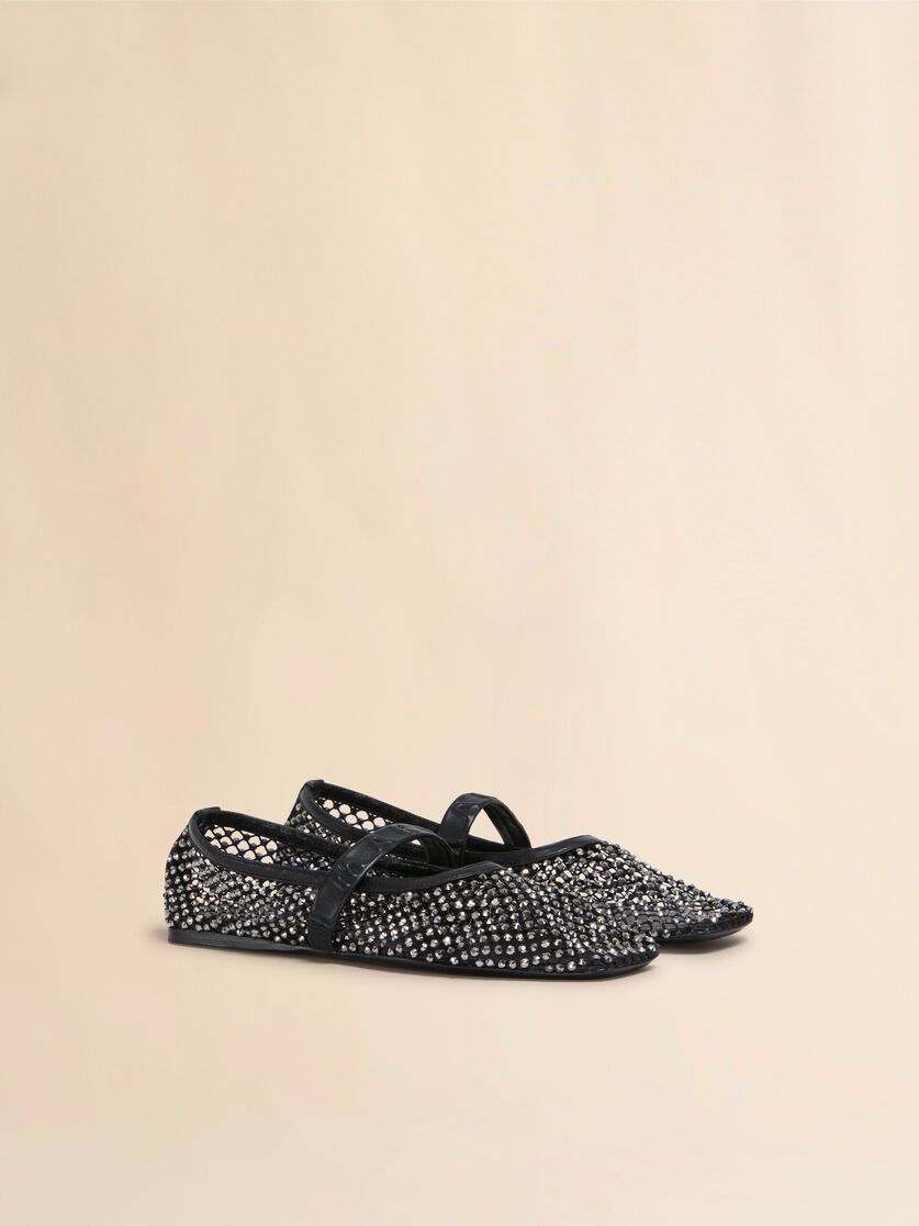 Mary Jane Ballerina aus schwarzem Mesh mit Kristallen - Mokassins - Image 2