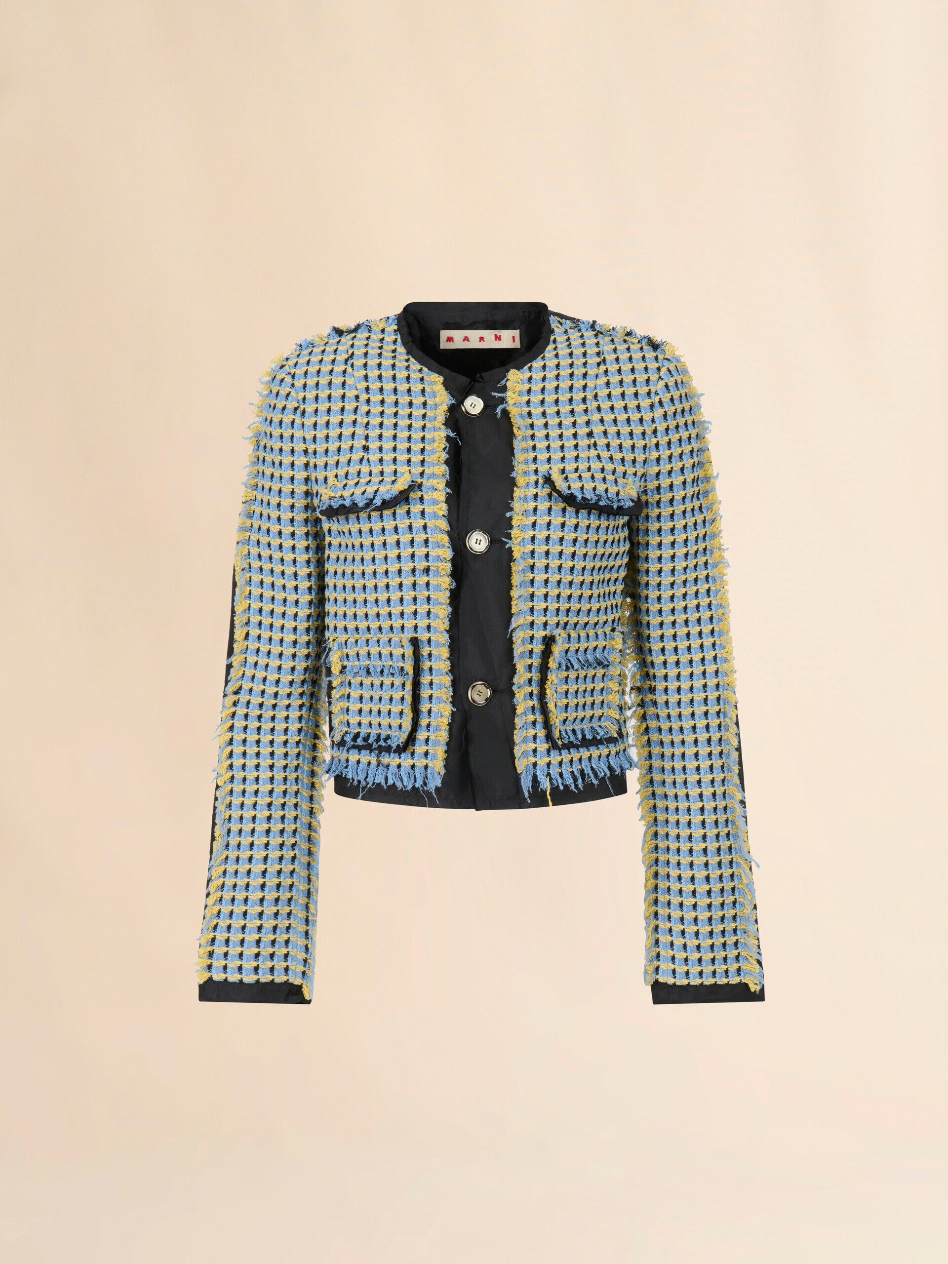MARNI マルニ 変形 ツイードジャケット 38 Blue cotton tweed-effect baby jacket | Marni