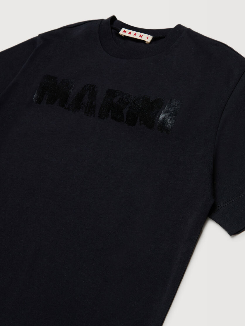 Black cotton T-shirt with shiny Marni logo, Image 3