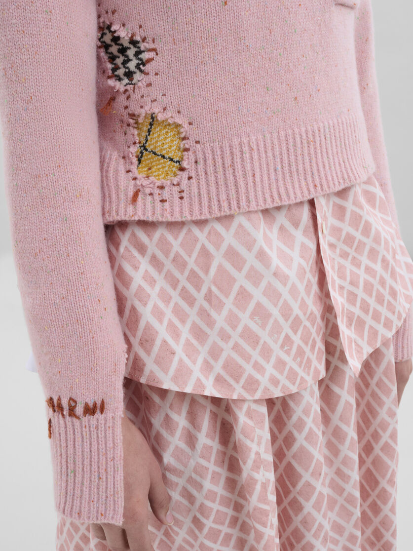Pink Shetland wool jumper with Marni mending patches | Marni