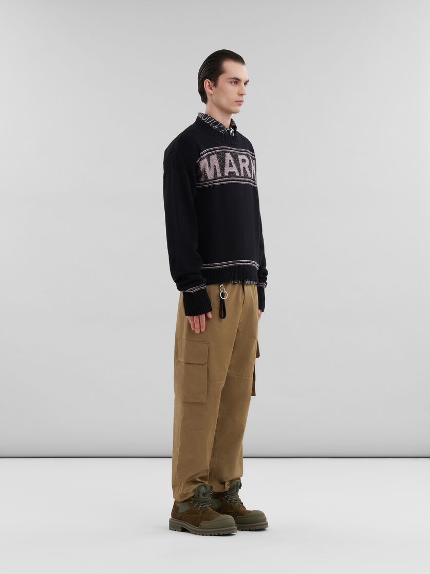 Black wool jumper with maxi Marni intarsia | Marni