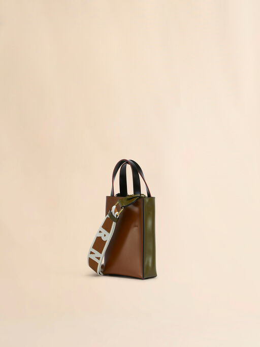 Deep green brown and black leather Museo nano bag - Shopping Bags