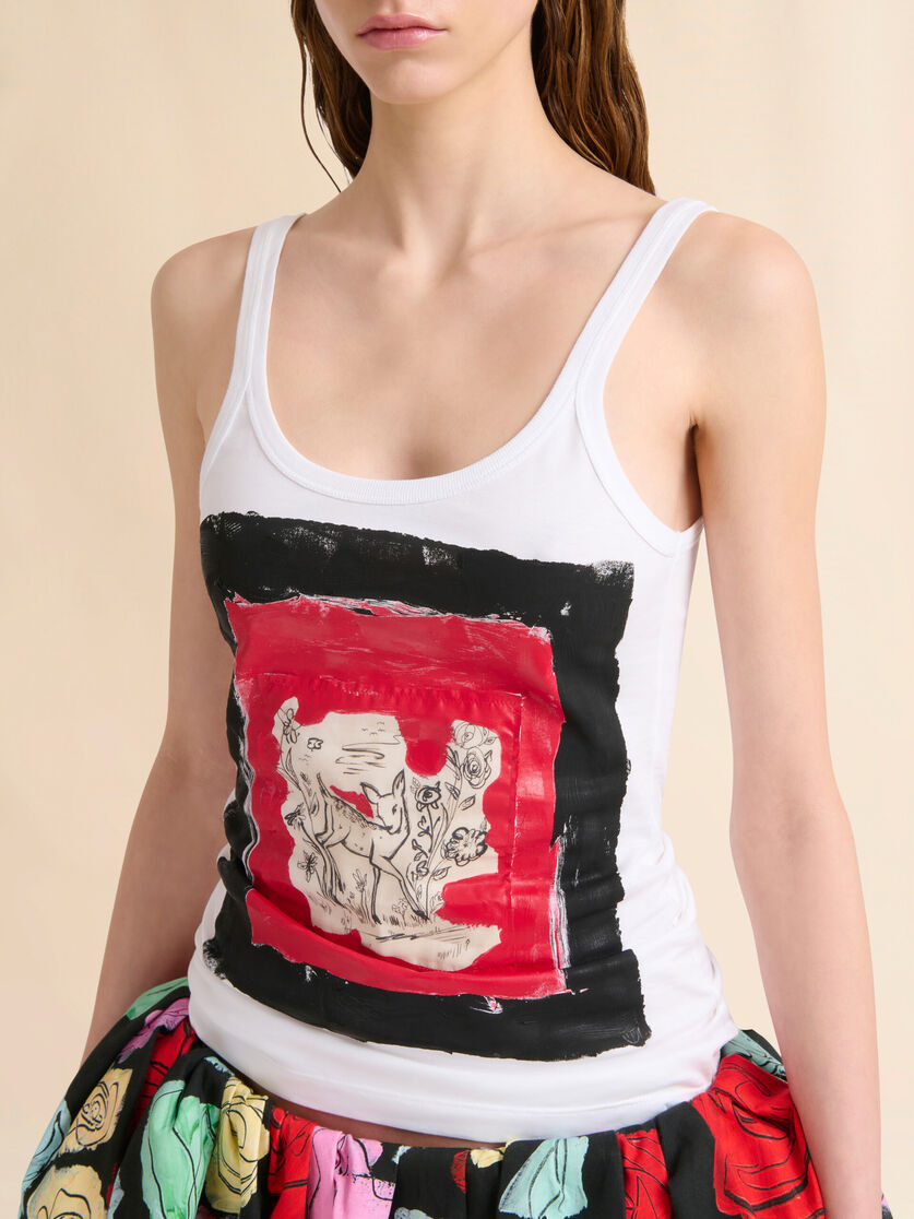 Weißes Baumwolltop mit Hirsch-Print - T-shirts - Image 4