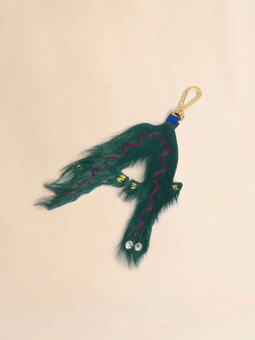Green long-hair animal alphabet charm - Key Rings