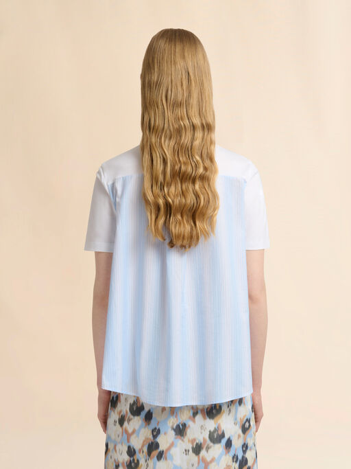 ホワイト バックはポプリンのコットンTシャツ - Tシャツ