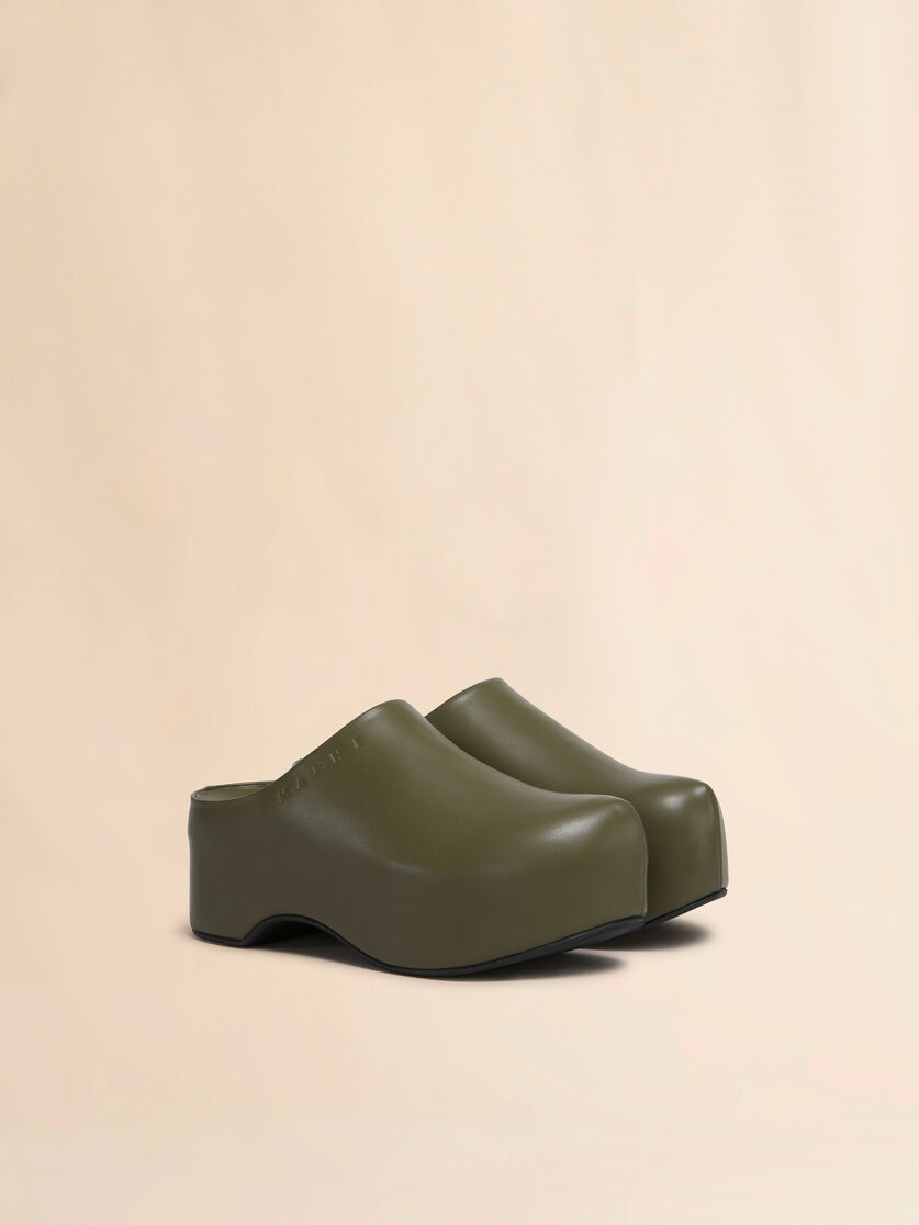 Black leather chunky clog sabot - Sandals - Image 2