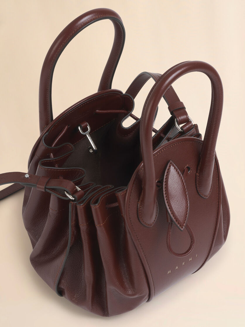 Black leather Tulipea small handbag - Shoulder Bags - Image 4