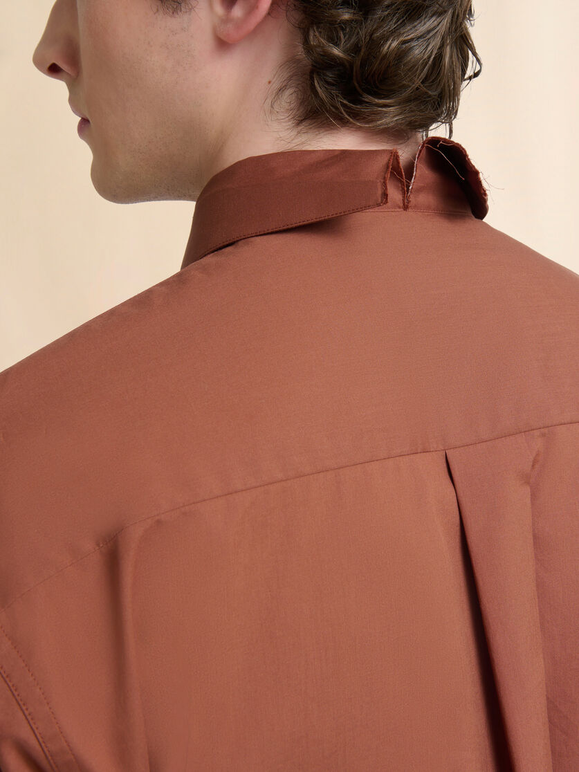 Brown cotton poplin shirt with Marni Mending logo - Shirts - Image 5