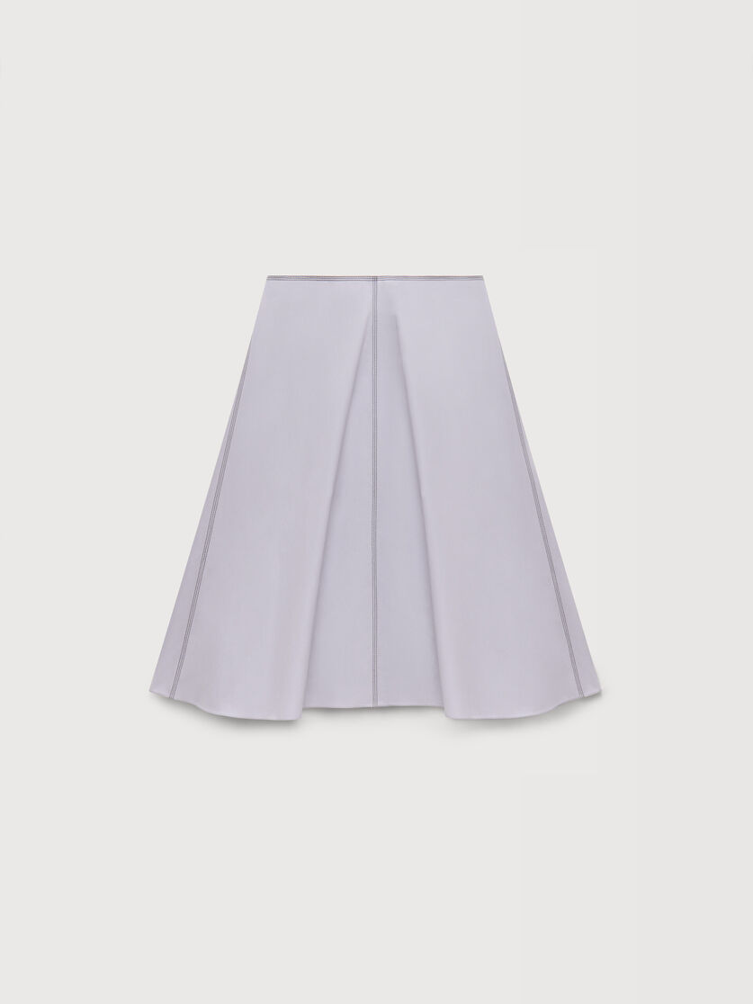 Grey poplin midi skirt with contrast stitching, Image 1