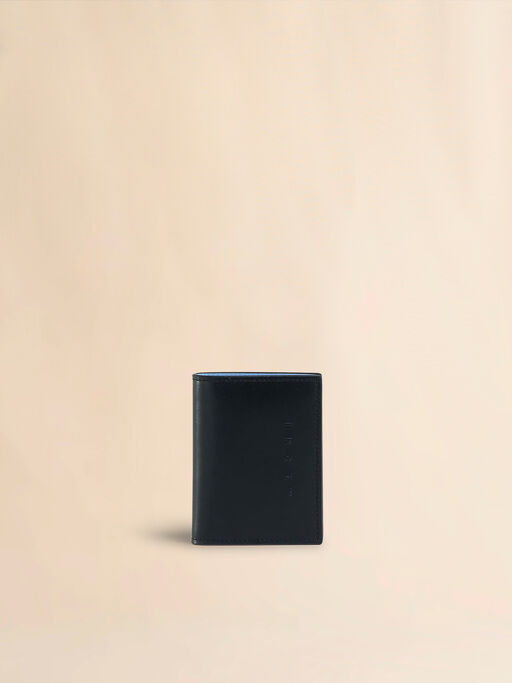 Black leather bifold wallet with raised Marni logo - Wallets