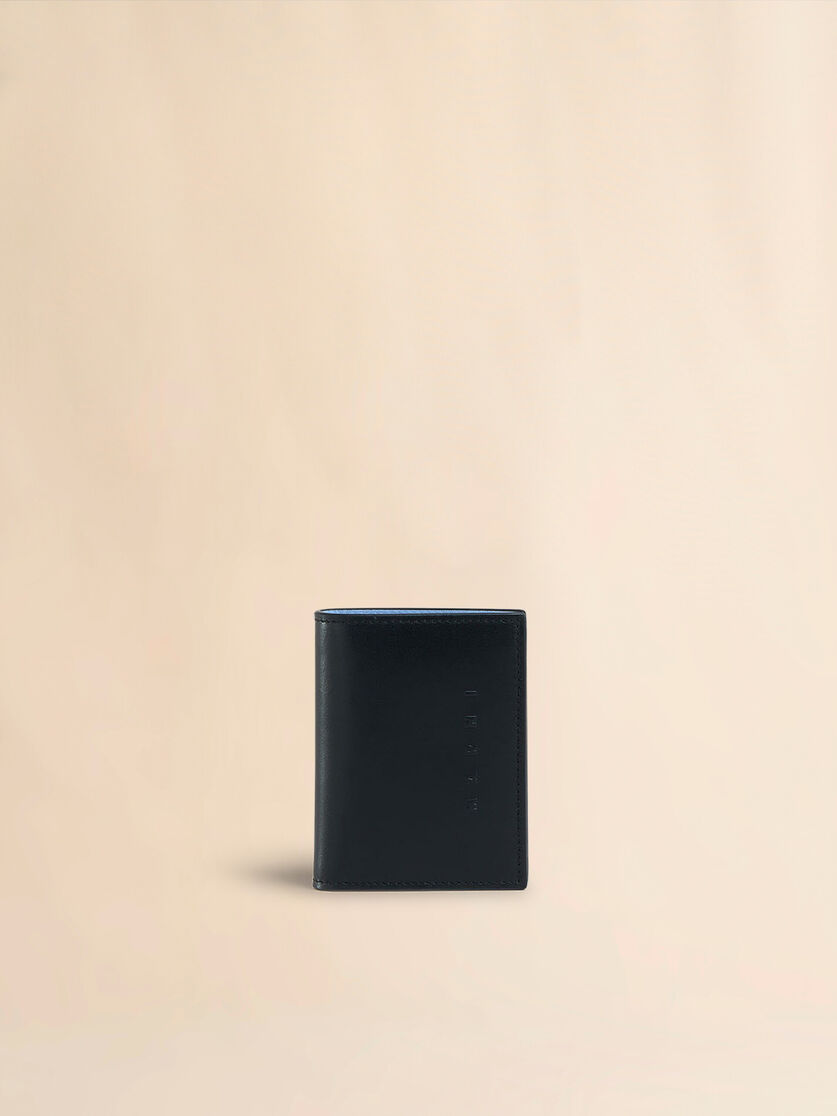 Blue leather bifold wallet with raised Marni logo - Wallets - Image 1