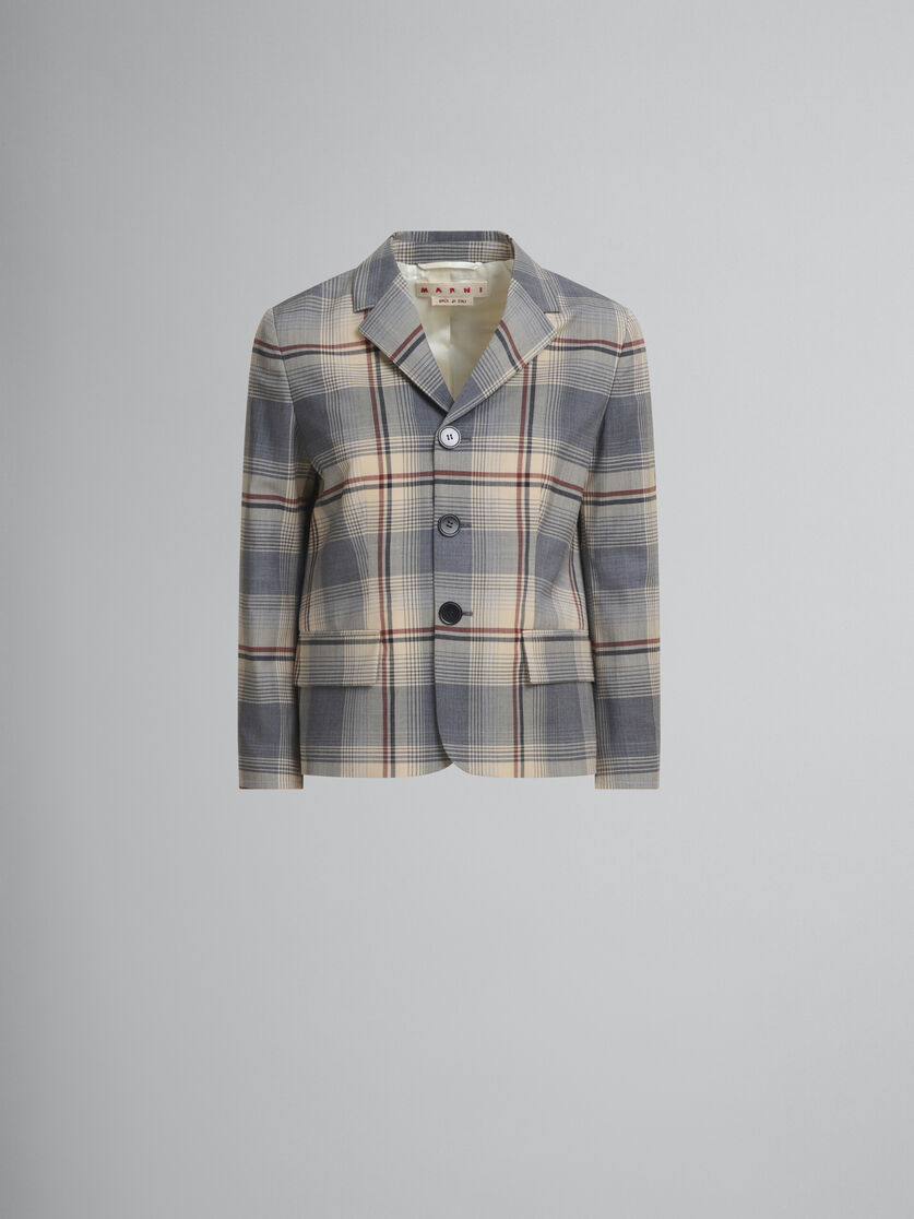 Grey checked wool jacket with Marni Mending | Marni 