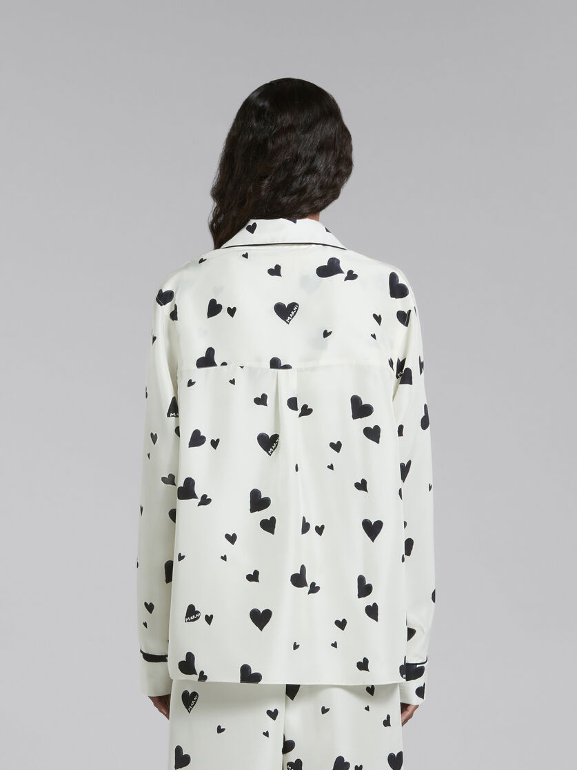 White silk pyjama shirt with Bunch of Hearts print - Shirts - Image 3