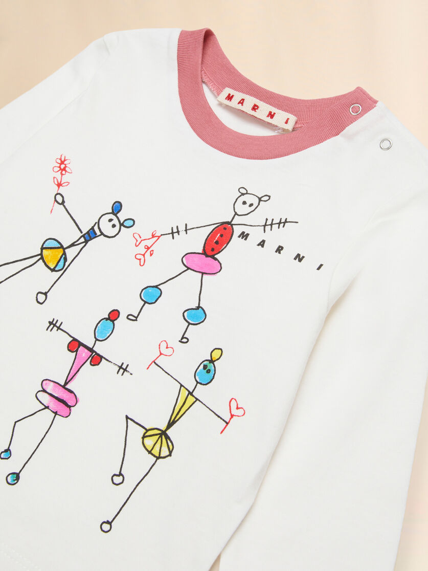 Off-white cotton sweatshirt with Fiorellini/Stecchini print - T-shirts - Image 3