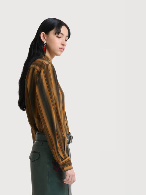 Orange Degrad&eacute; Stripe cotton-silk shirt - Shirts