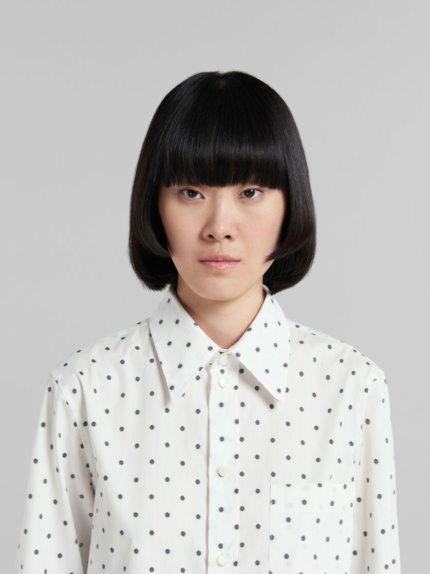 White poplin shirt with polka dots - Shirts - Image 4
