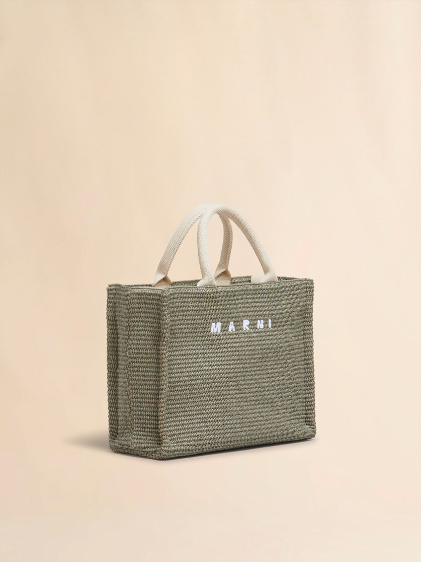 Green raffia-effect Small Tote Bag | Marni