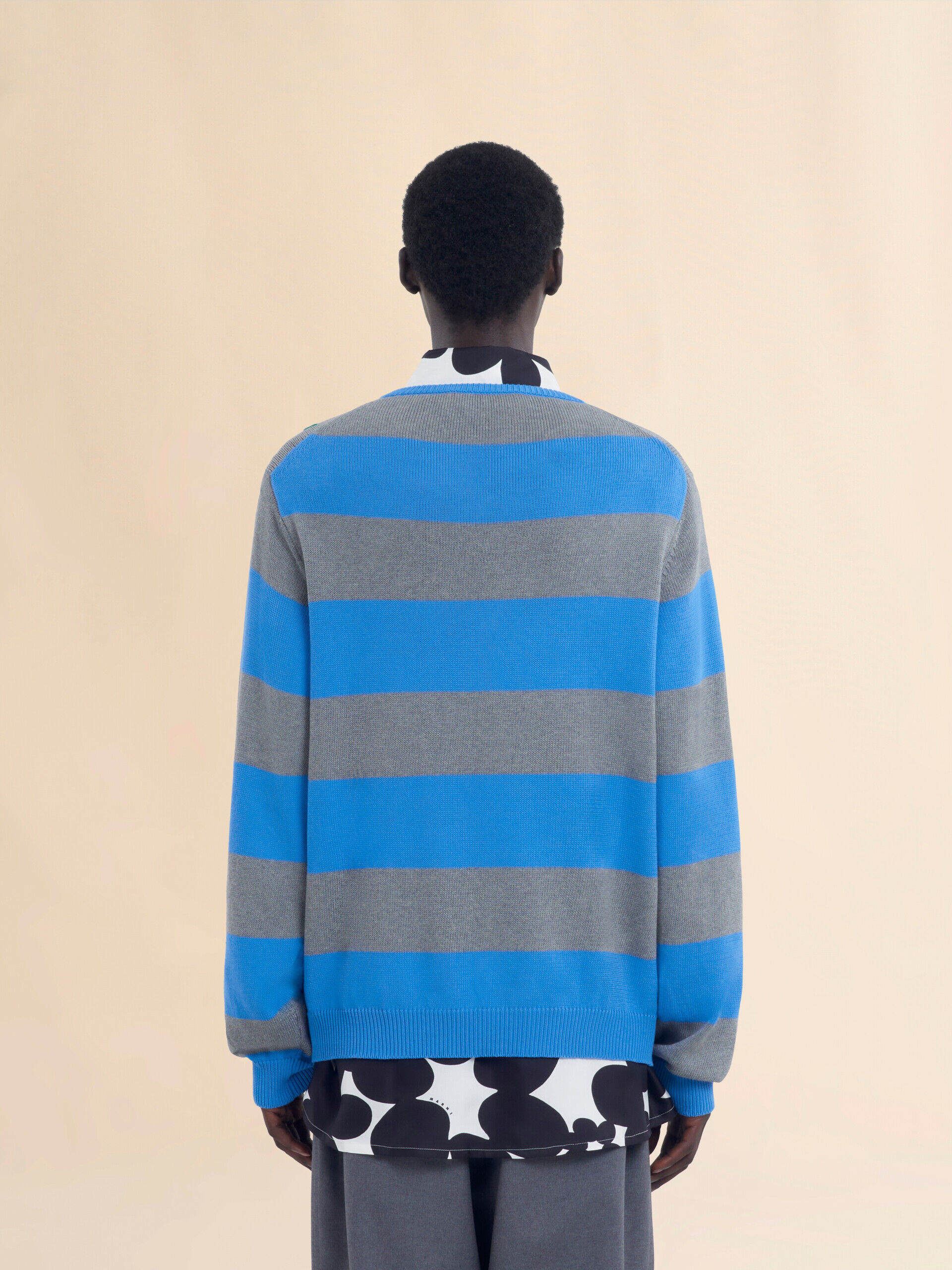 ブルー ストライプセーター、アーガイルモチーフ | Marni