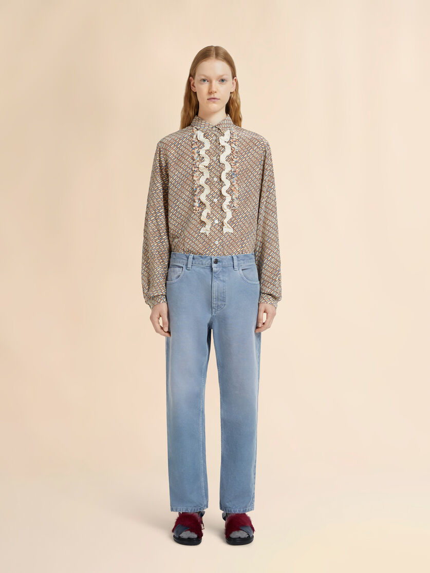 Light blue canvas boyfriend trousers, Image 2