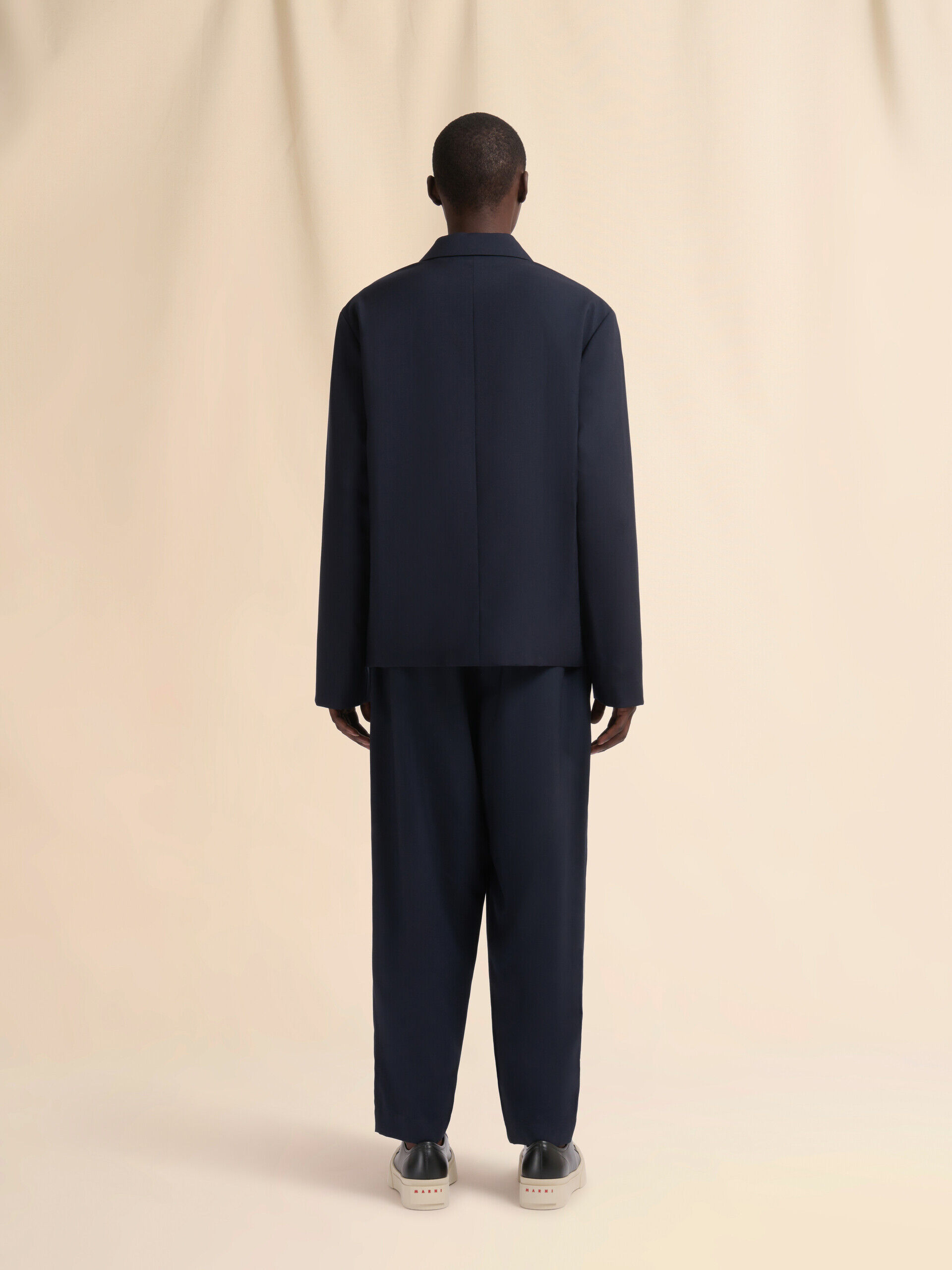 Deep blue single breasted wool jacket with Marni Symbol | Marni