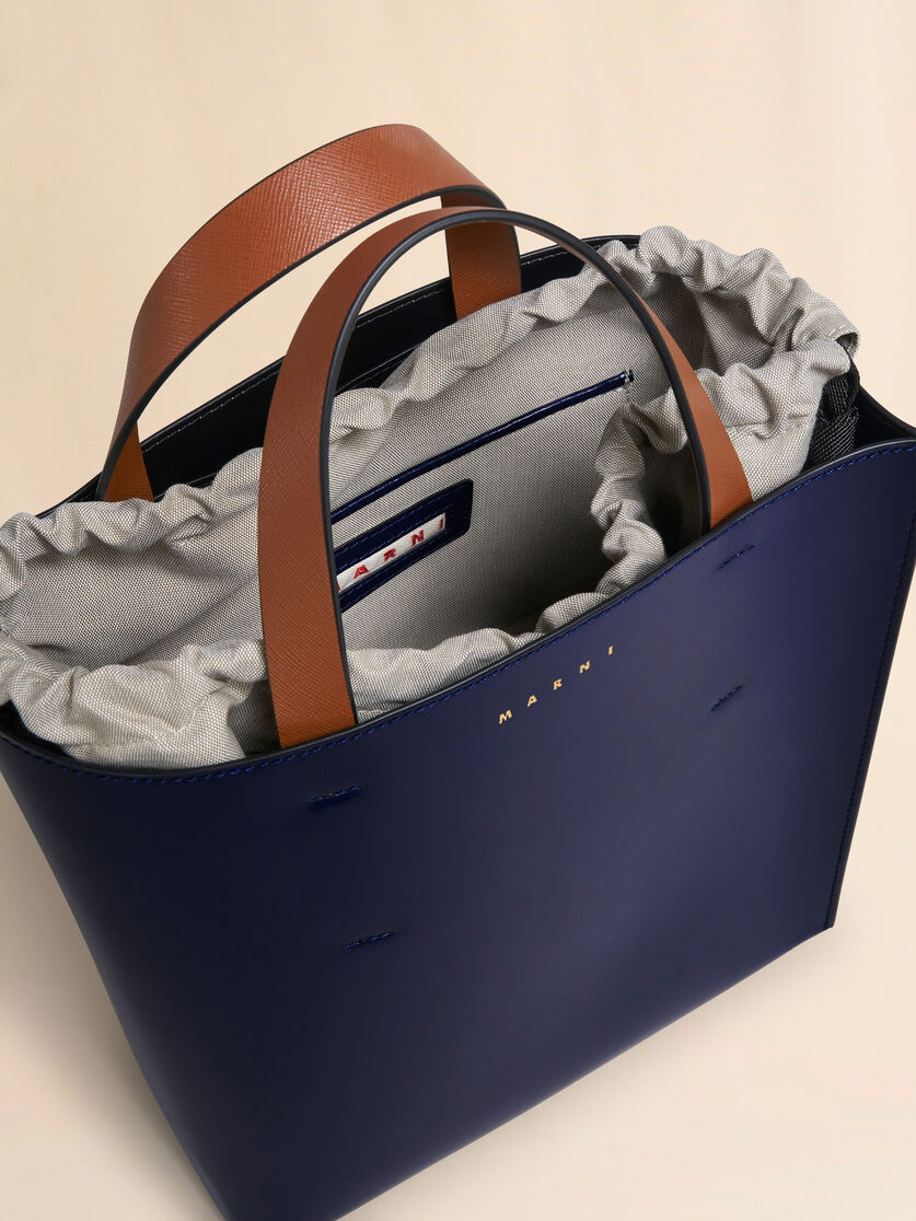 MUSEO small bag in blue and white leather - Shopping Bags - Image 3