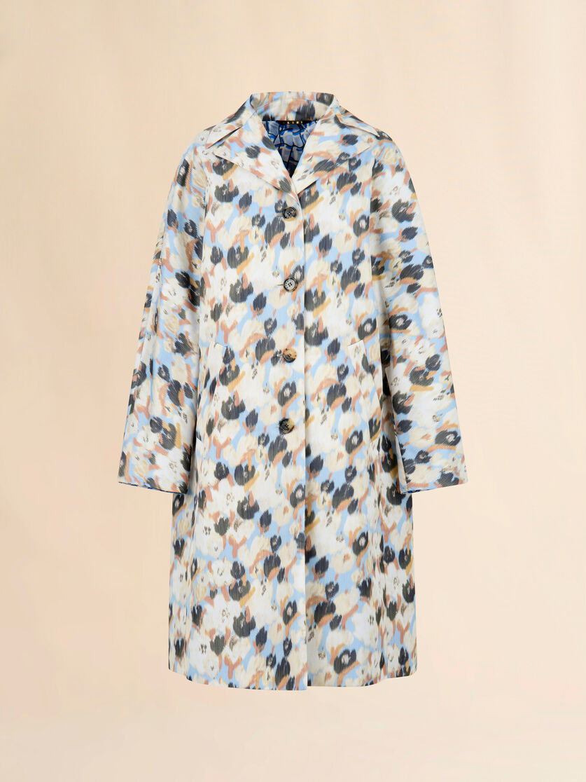 Blue duchesse reversible coat with contrast prints, Image 1