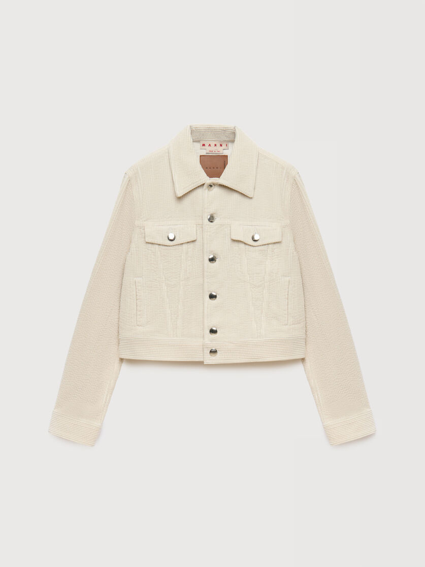 Cream corduroy trucker jacket, Image 1