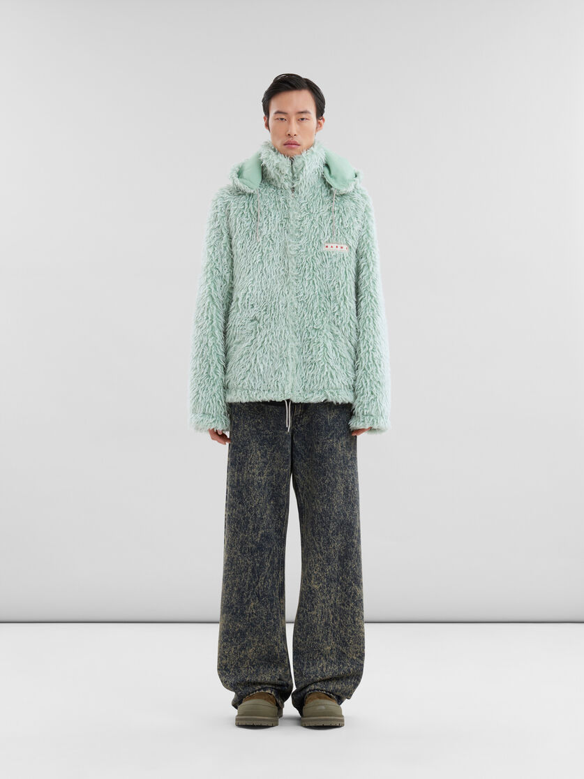 Green shaggy jacket with detachable hood | Marni 