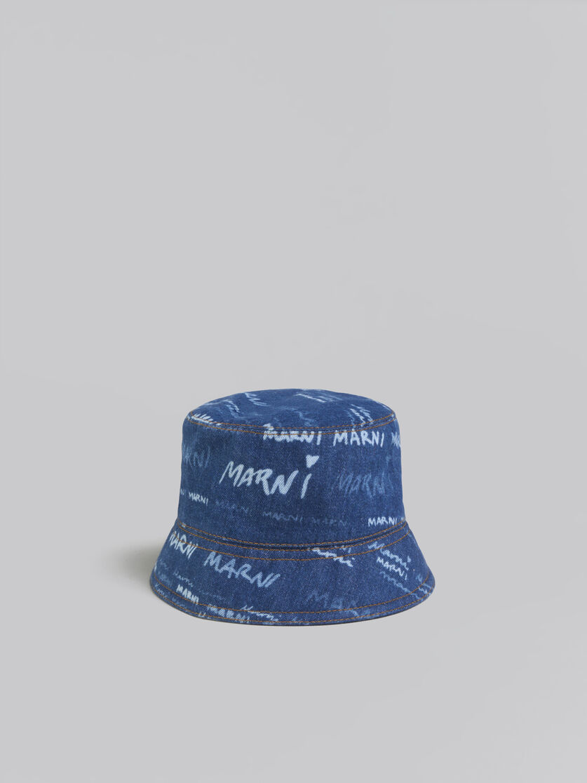Blue denim bucket hat with Mega Marni motif - Hats - Image 3