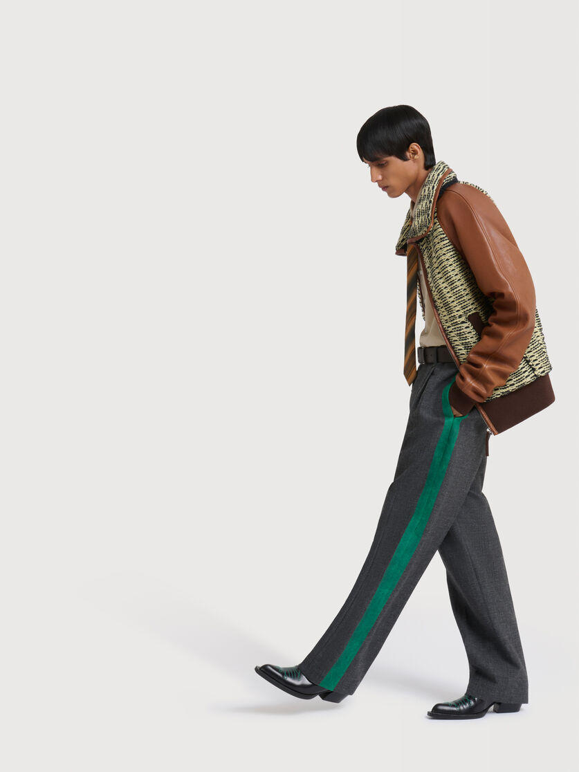 Grey British wool trousers with side stripes, Image 3