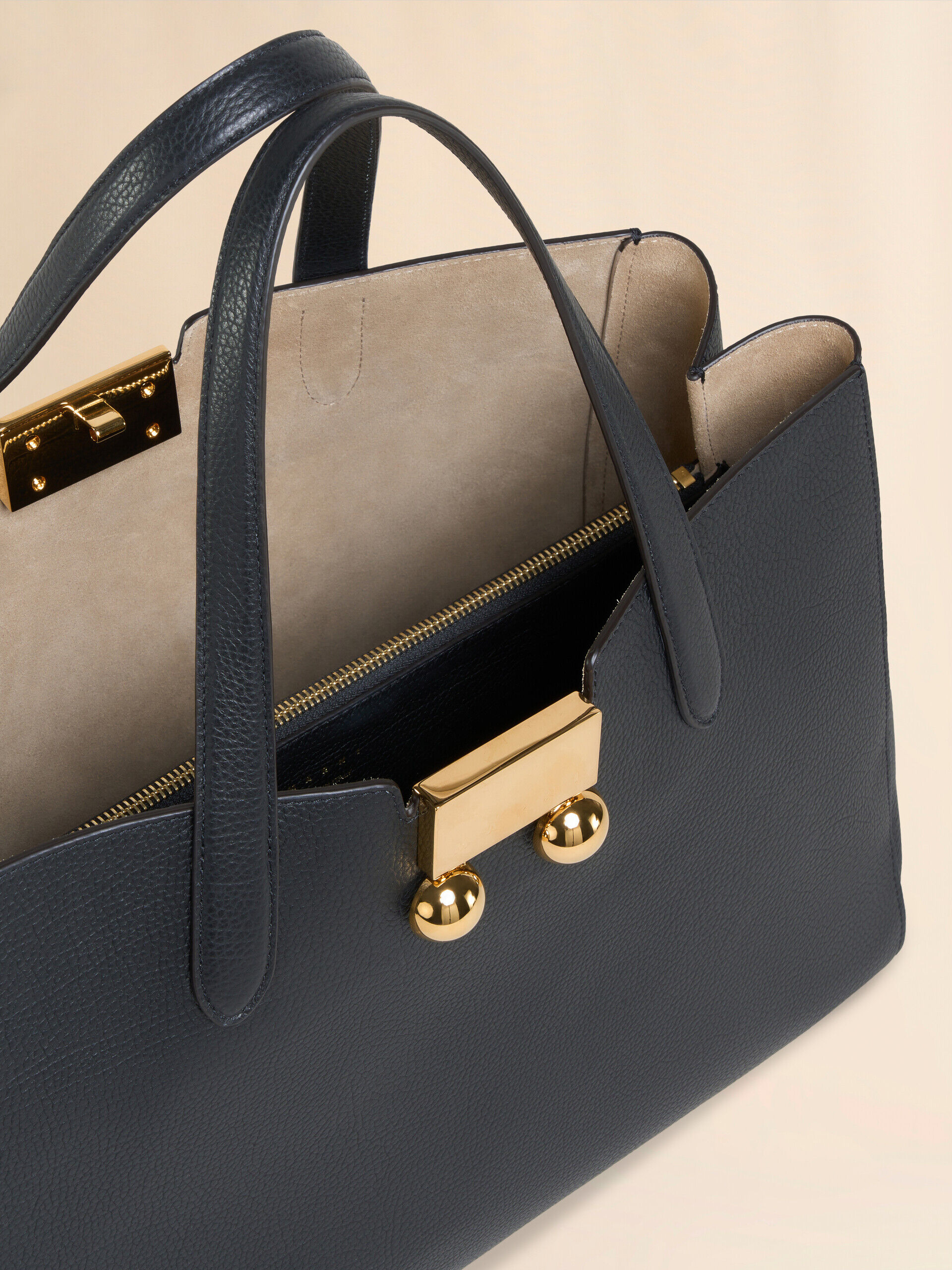 Black leather medium Trunkaroo Tote handBag | Marni
