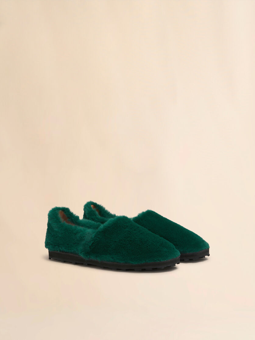 Blue slip-on loafer in faux fur - Mocassin - Image 2
