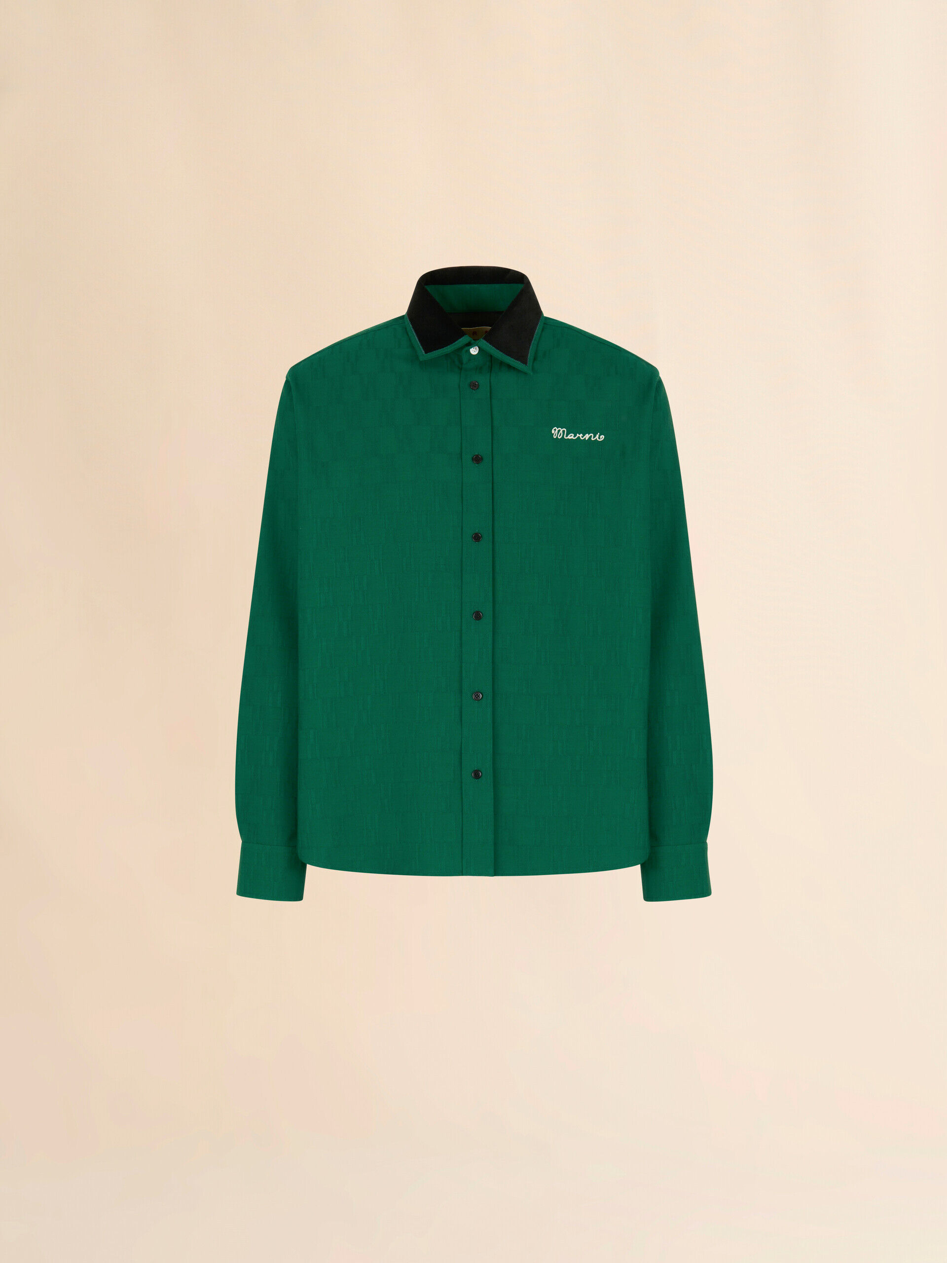 Green jacquard wool shirt with geometric motif | Marni