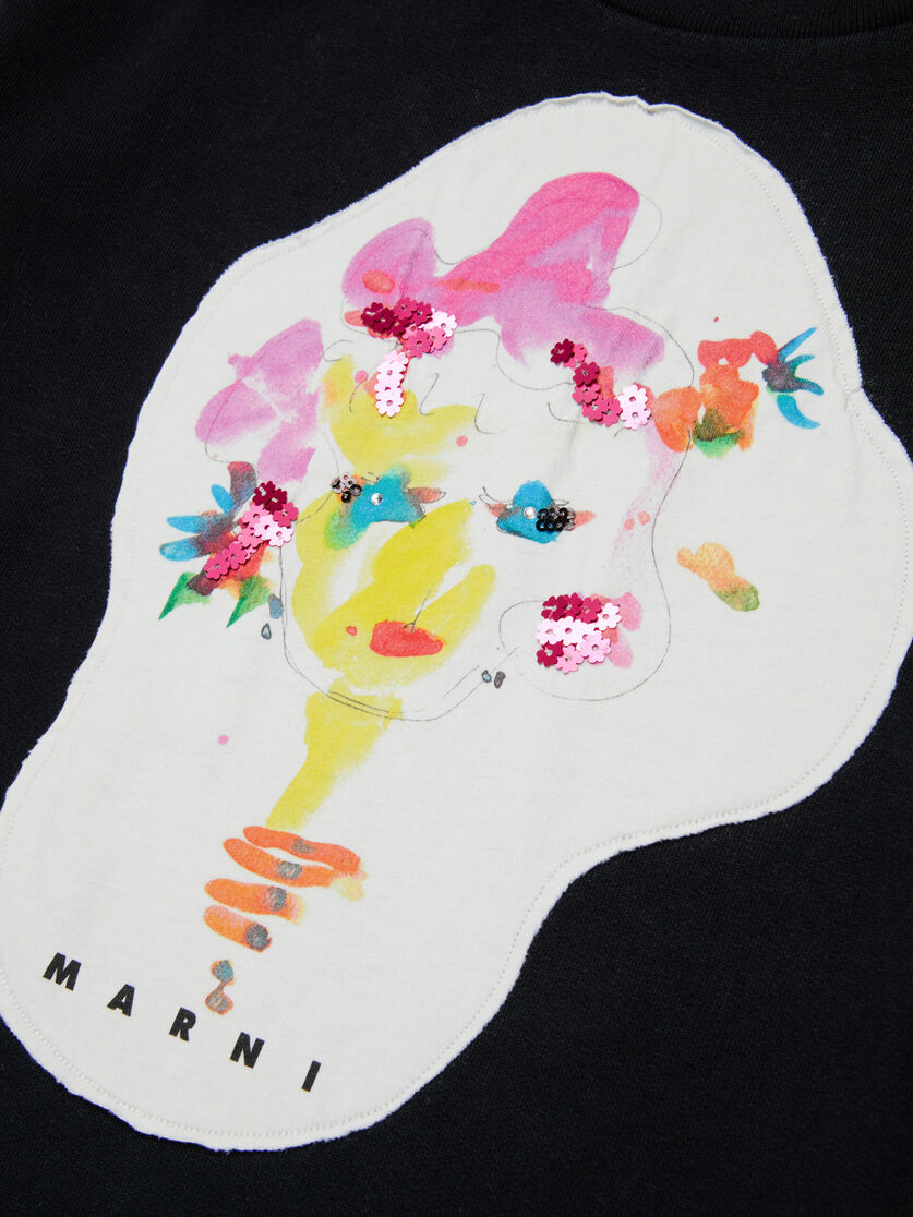 Black cotton sweatshirt with watercolour patch - Sweaters - Image 4
