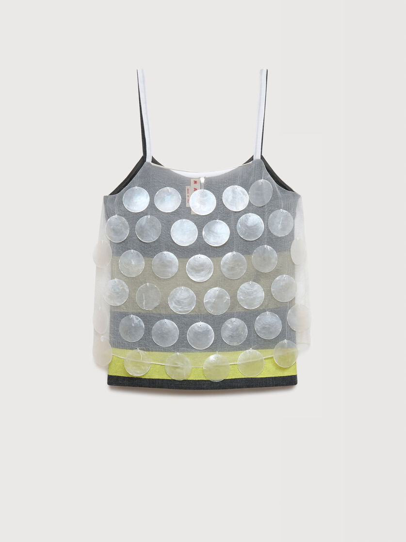 White mother-of-pearl maxi sequin top, Image 1