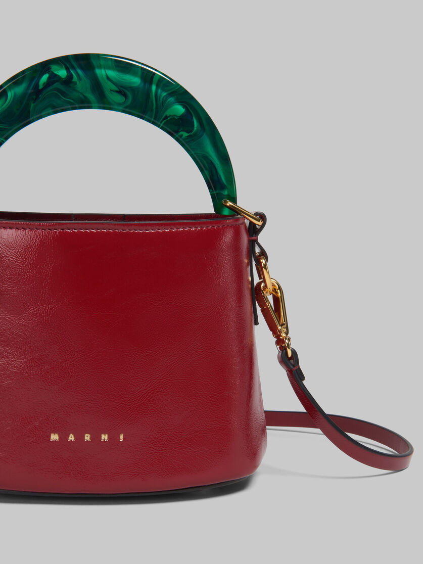 Venice Mini Bucket Bag in ruby red patent leather - Shoulder Bag - Image 4