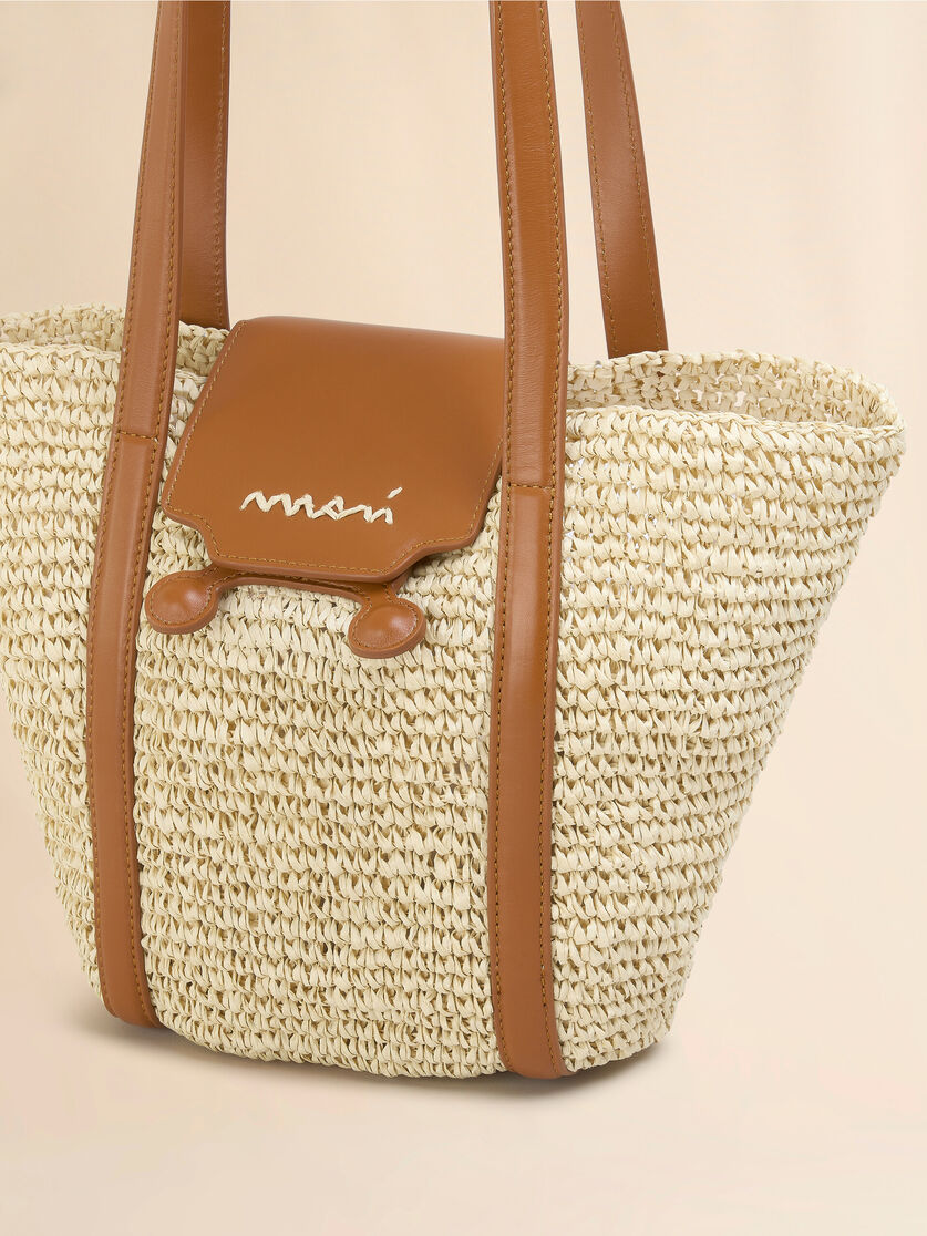 Tote bag da spiaggia Trunkaroo piccola in tessuto effetto rafia nera - Borse shopping - Image 5