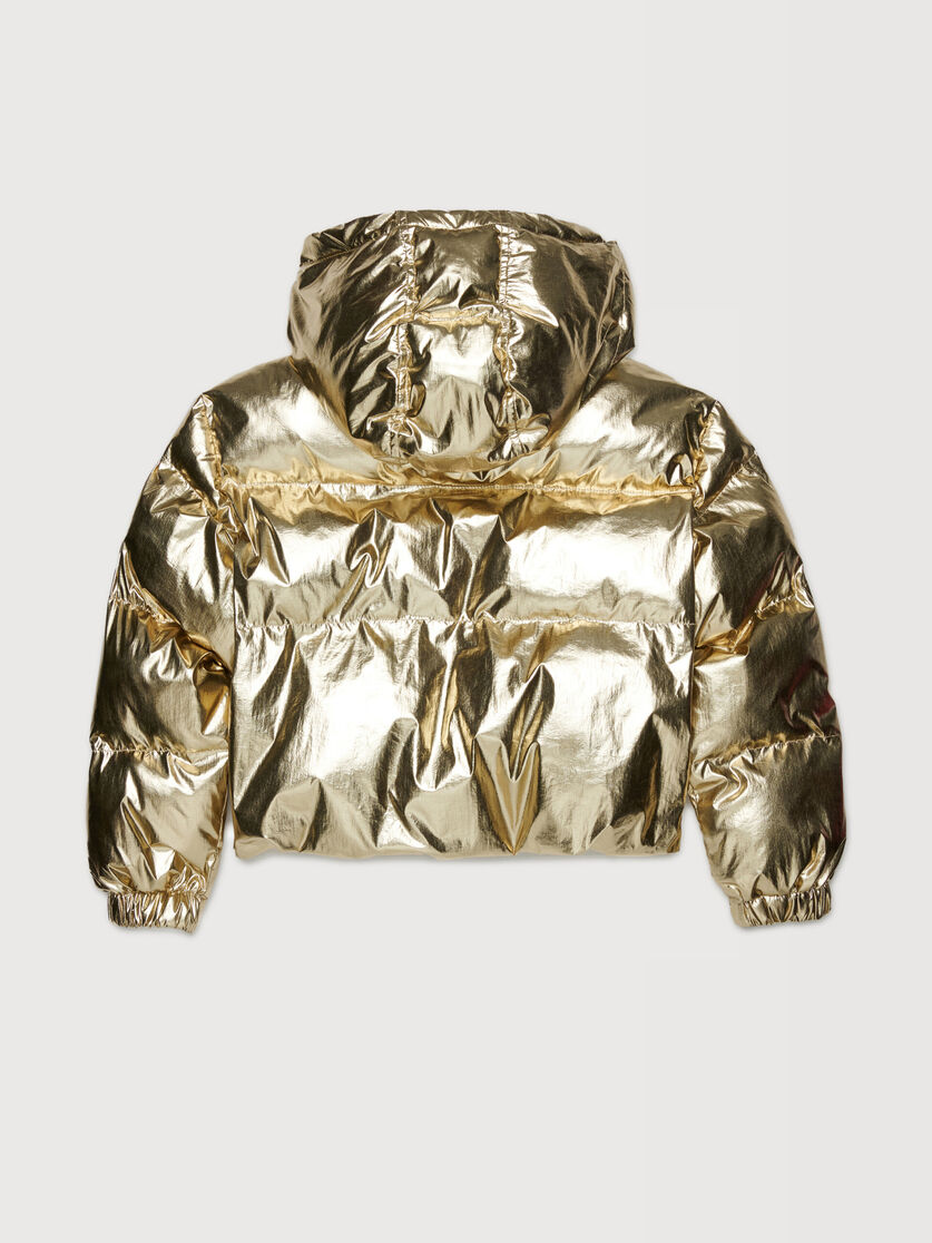 Gold metallic nylon puffer jacket, Image 2
