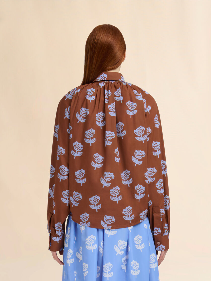 ブラウン ポプリン製シャツ Sprayed Roses プリント - シャツ - Image 3