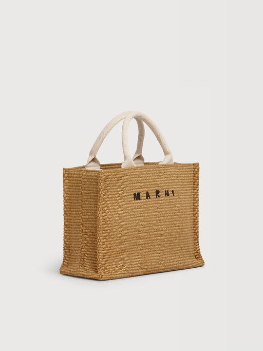 Natural-coloured raffia-effect Small Tote Bag - Shopping Bags
