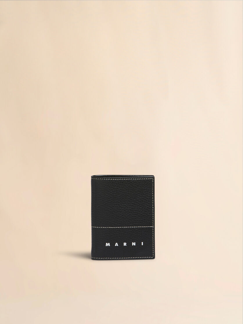 Zweifaches, schwarzes Kartenetui aus Leder - Brieftaschen - Image 1
