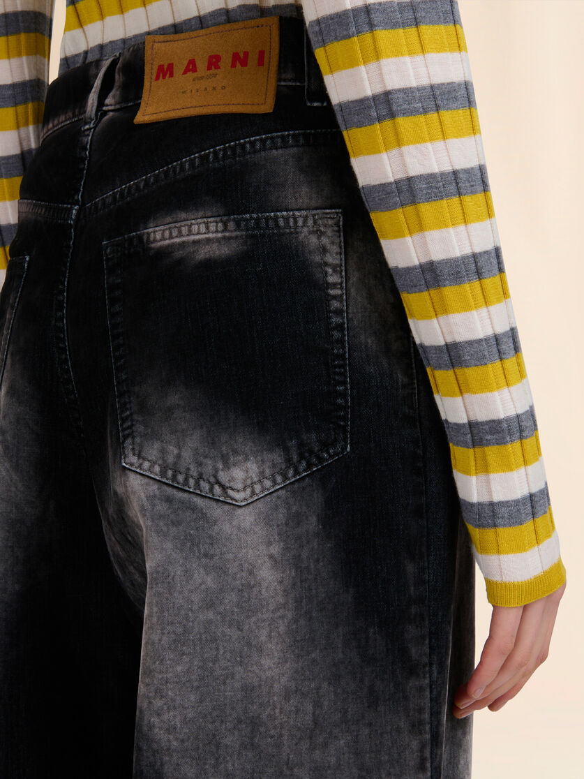 Black flocked denim jeans - Pants - Image 4