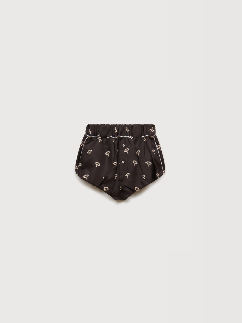 Brown silk twill bloomers with floral print, Image 1