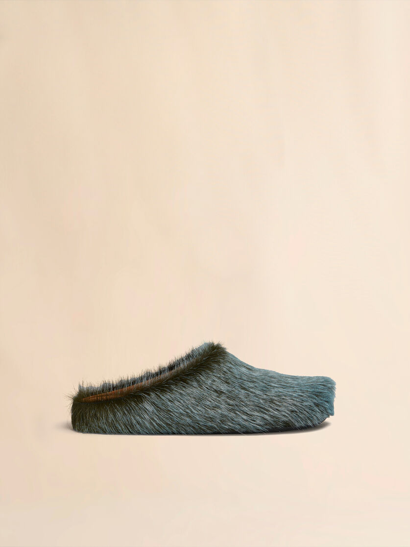Blue-grey long hair calfskin Fussbett sabot - Clogs - Image 1